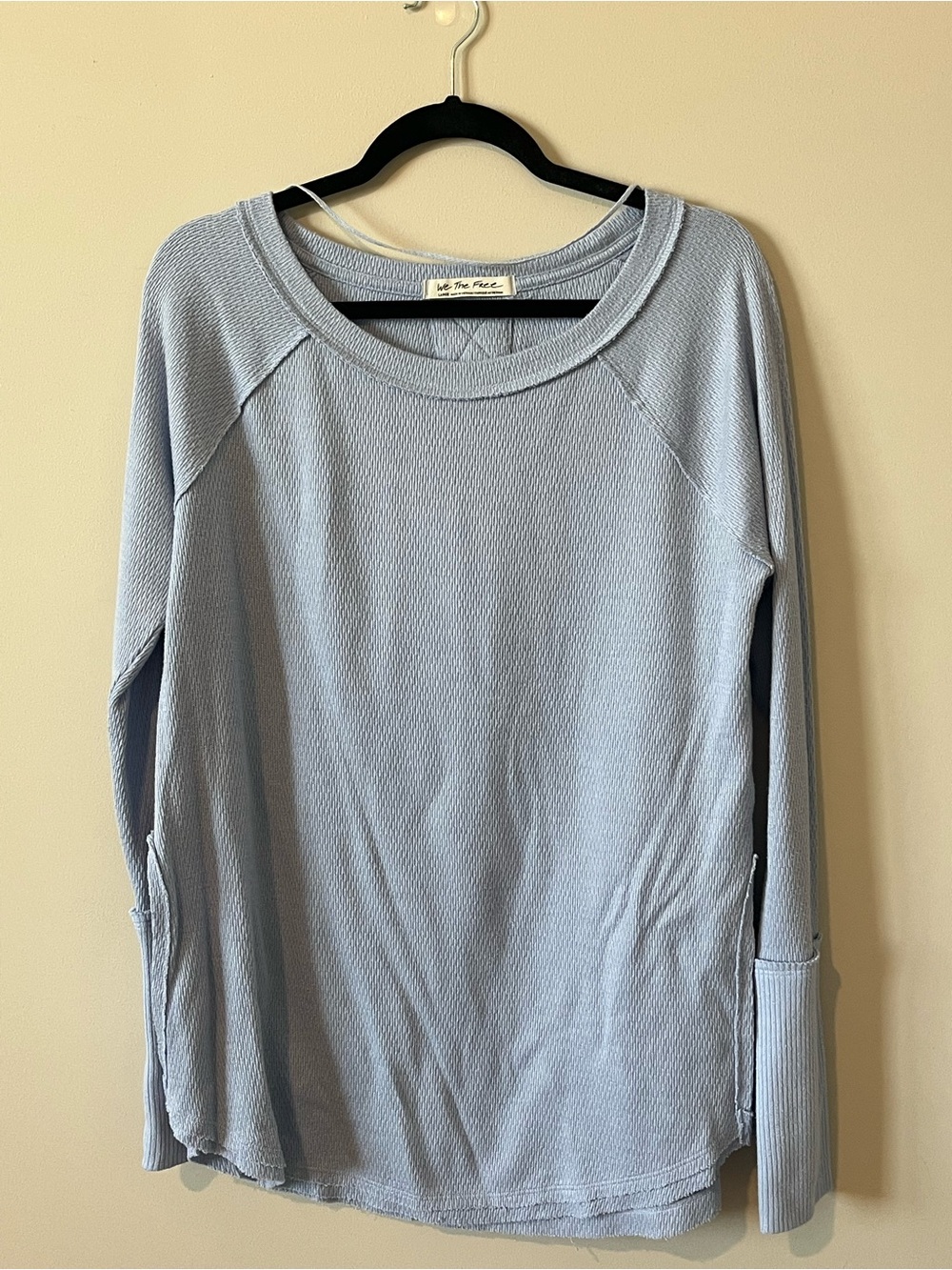Free People / We The Free Light Blue Waffle Knit Pullover Sweater